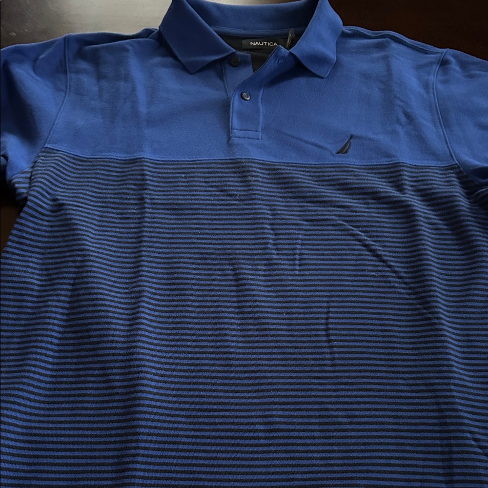 Nautica Men's Polo Shirt in Blue with Stripes
